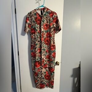Floral Leopard Print Dress. NWOT.